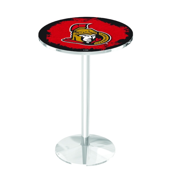 Holland Bar Stool Co 36" Chrome Ottawa Senators Pub Table L214C3628OttSen - main